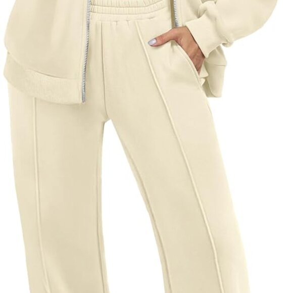 Chic Women's 2-Piece Lounge Set: Oversized Zip-Up Jacket & High Waist Pants - Picture 1 of 6